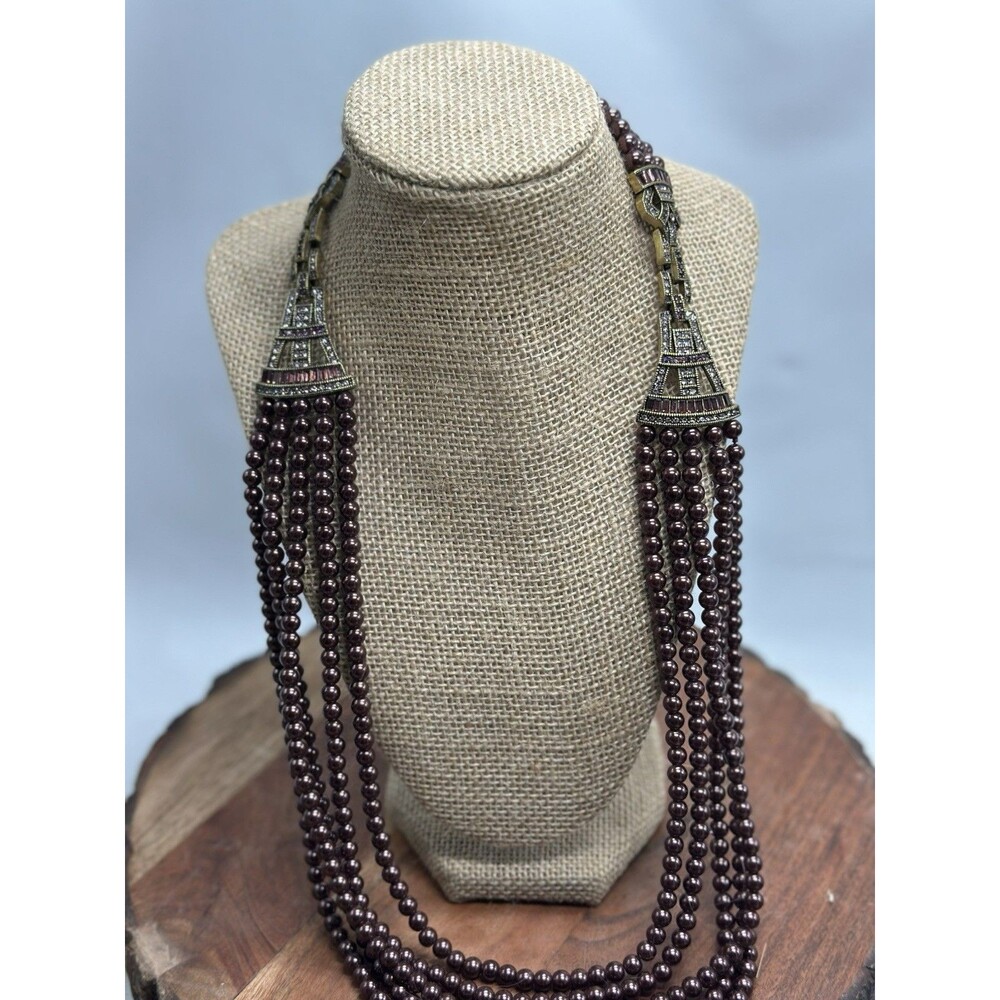 HEIDI DAUS Age Of Elegance Aubergine Pink Purple Rhinestones Pearls 24”
